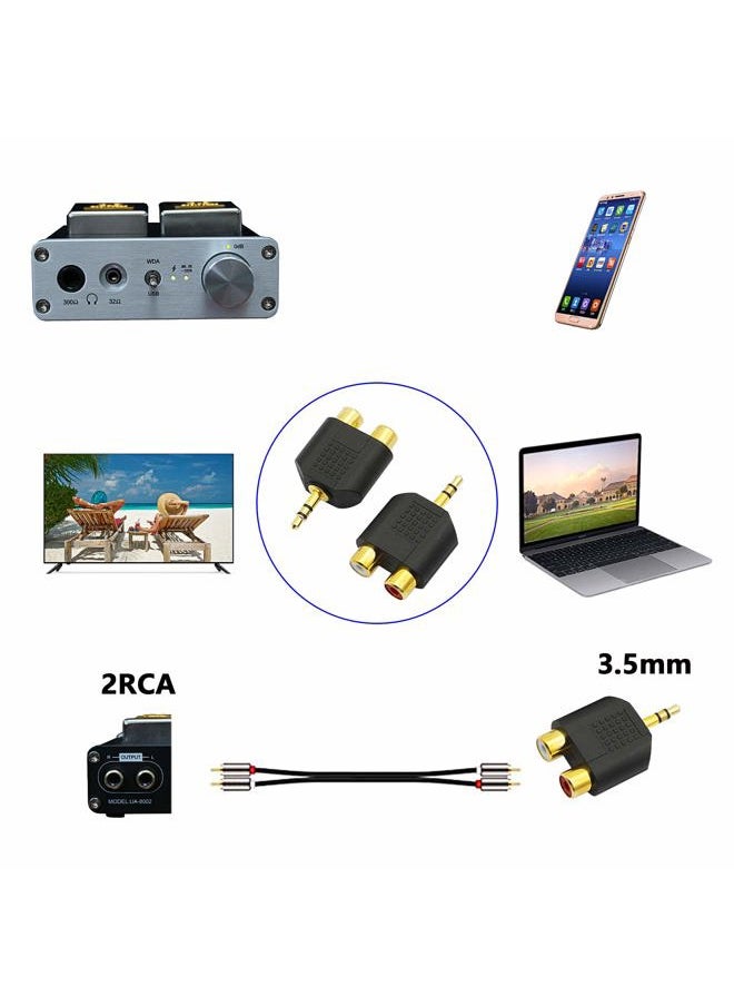 CERRXIAN - LEMENG (2-Pack) Gold Plated 3.5mm Stereo to 2-RCA Male to Female Audio Splitter, Dual RCA Jack Adapter - Image 1