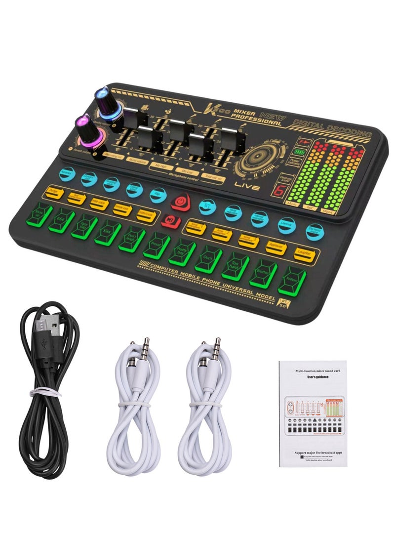 SK500 المحمولة بطاقة الصوت الحية مغير الصوت جهاز جهاز مزج الصوت المدمج في تأثيرات صوتية متعددة بطارية قابلة للشحن اتصال BT - Image 1