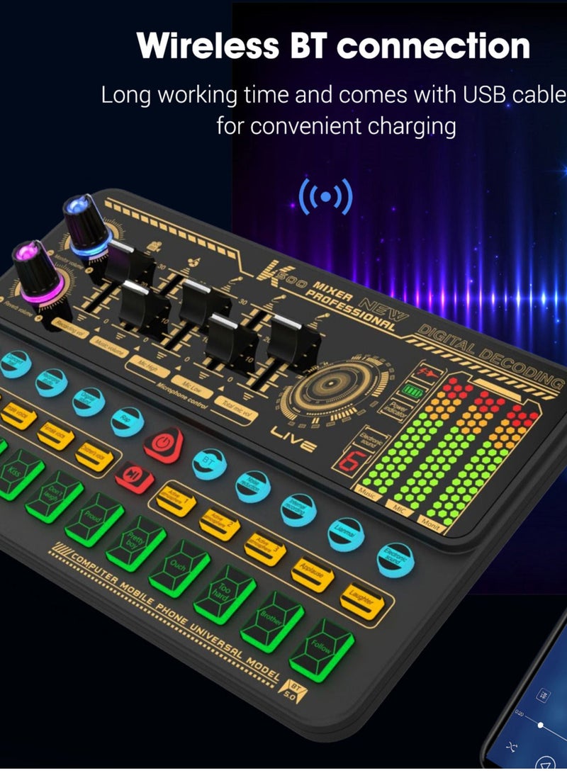 SK500 المحمولة بطاقة الصوت الحية مغير الصوت جهاز جهاز مزج الصوت المدمج في تأثيرات صوتية متعددة بطارية قابلة للشحن اتصال BT - Image 5