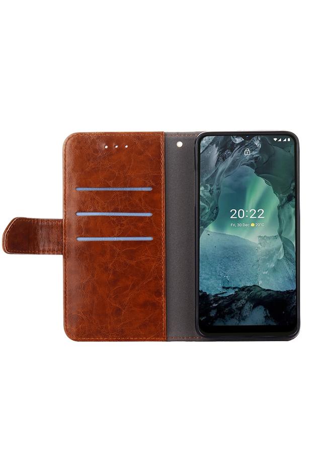 اس-توب جراب لهاتف Nokia G21/G11 بتصميم هندسي قلاب أفقي مصنوع من مادة TPU + جلد البولي يوريثان - Image 3