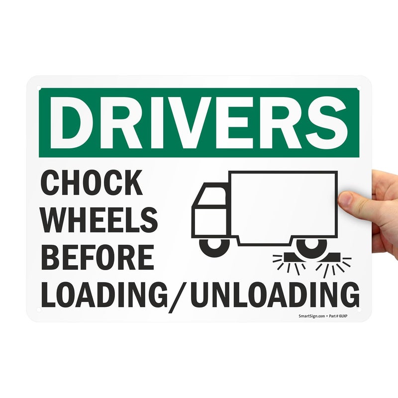 SmartSign SmartSign "Drivers Chock Wheels Before Loading / Unloading" Sign | 10" x 14" Aluminum  - Image 4
