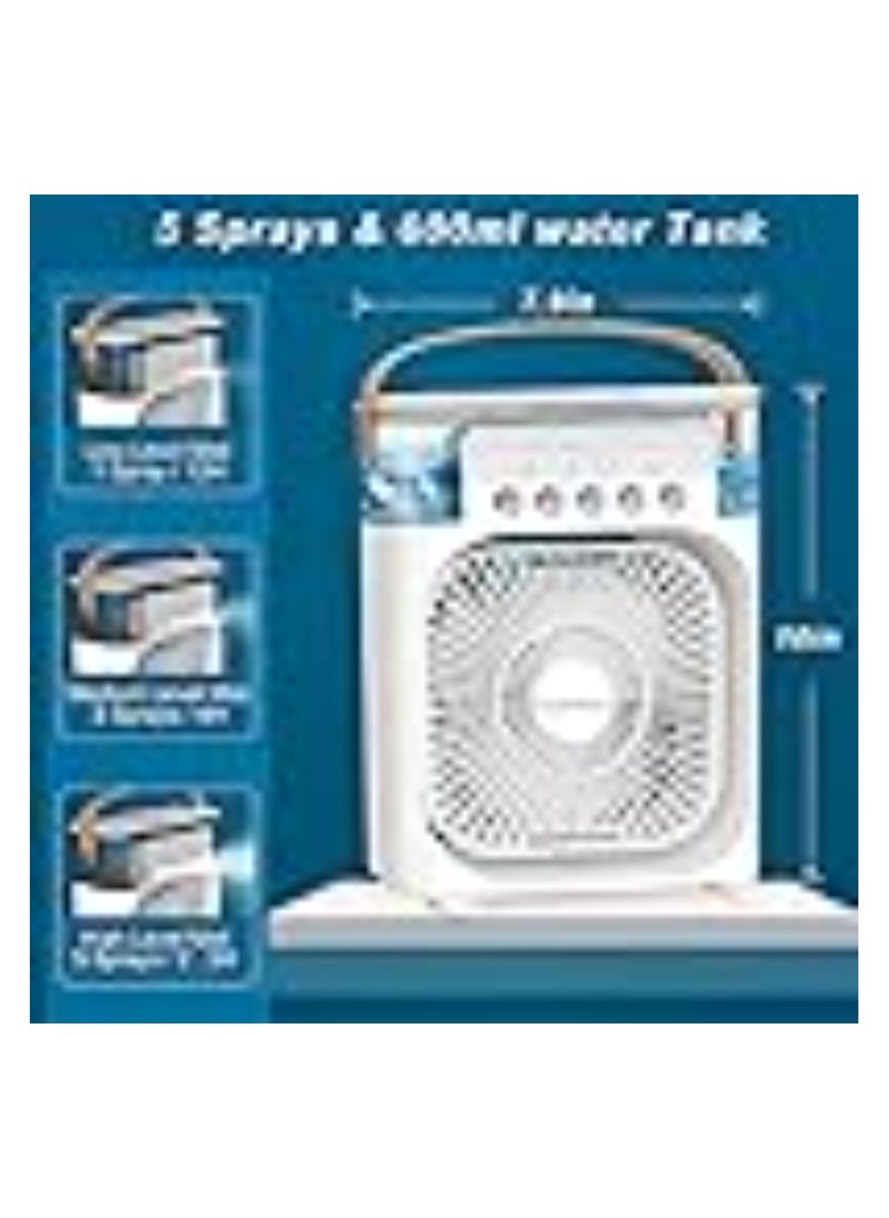 Generic Portable Air Conditioner Fan,USB Personal Evaporative Air Cooler,Mini Humidifier Misting Fan with LED Light,3 Wind Speeds and 5 Spray Modes For Home Appliances  - Image 2