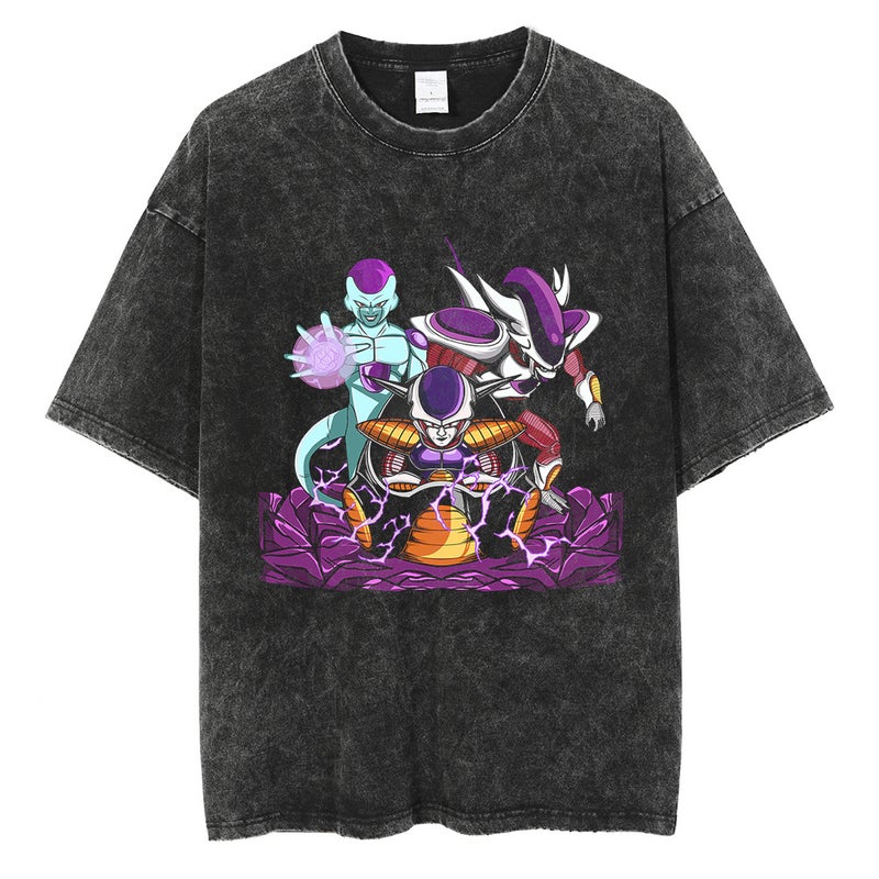 Washed Vintage T-Shirt Street Hip Hop Anime Dragon Ball Cartoon Printed Graphic Casual Cotton Summer Short Sleeve Street Tide - Image 2