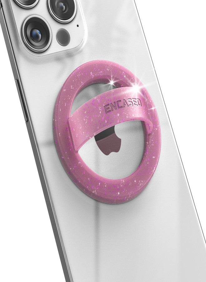 Encased Magnetic Phone Grip Holder (Compatible with MagSafe) Thin Silicone Finger Loop Ring for iPhone (Pink Glitter) - Image 1