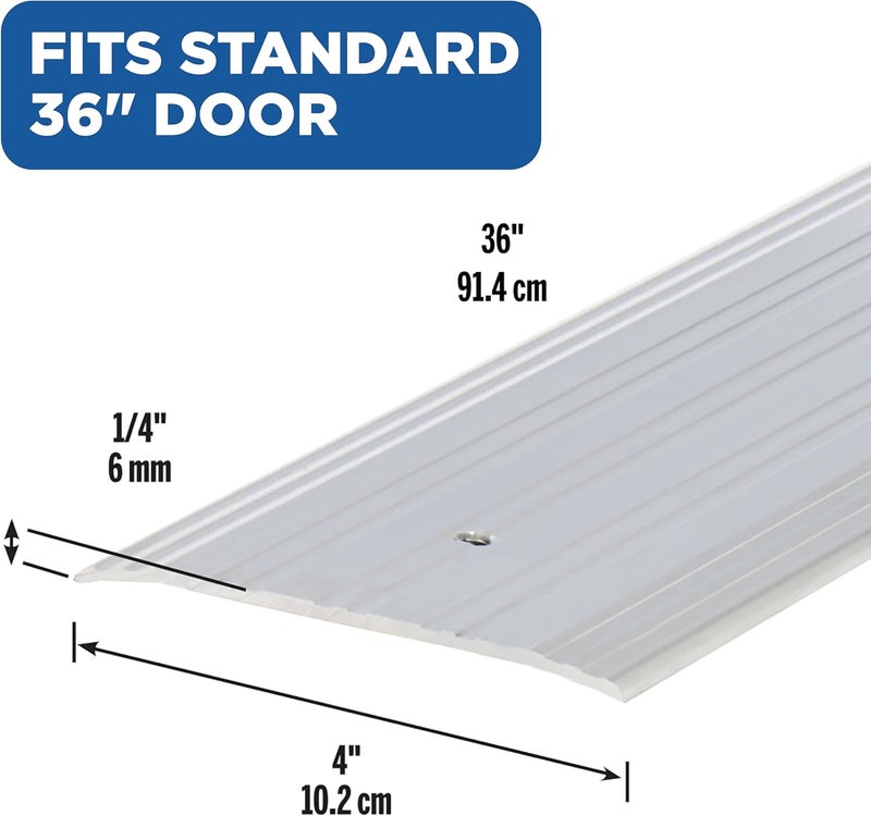 M-D Building Products 68361 1/4-Inch by 4-Inch - 36-Inch Fluted Saddle Threshold in Mill Finish - Image 2