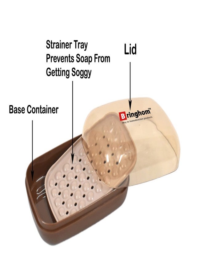 Bringhom Soap Case Holder Box with Transparent Lid and Strainer Tray for Home, Kitchen, Bathroom, Washbasin (Assorted Colour, Plastic) (1) - Image 2