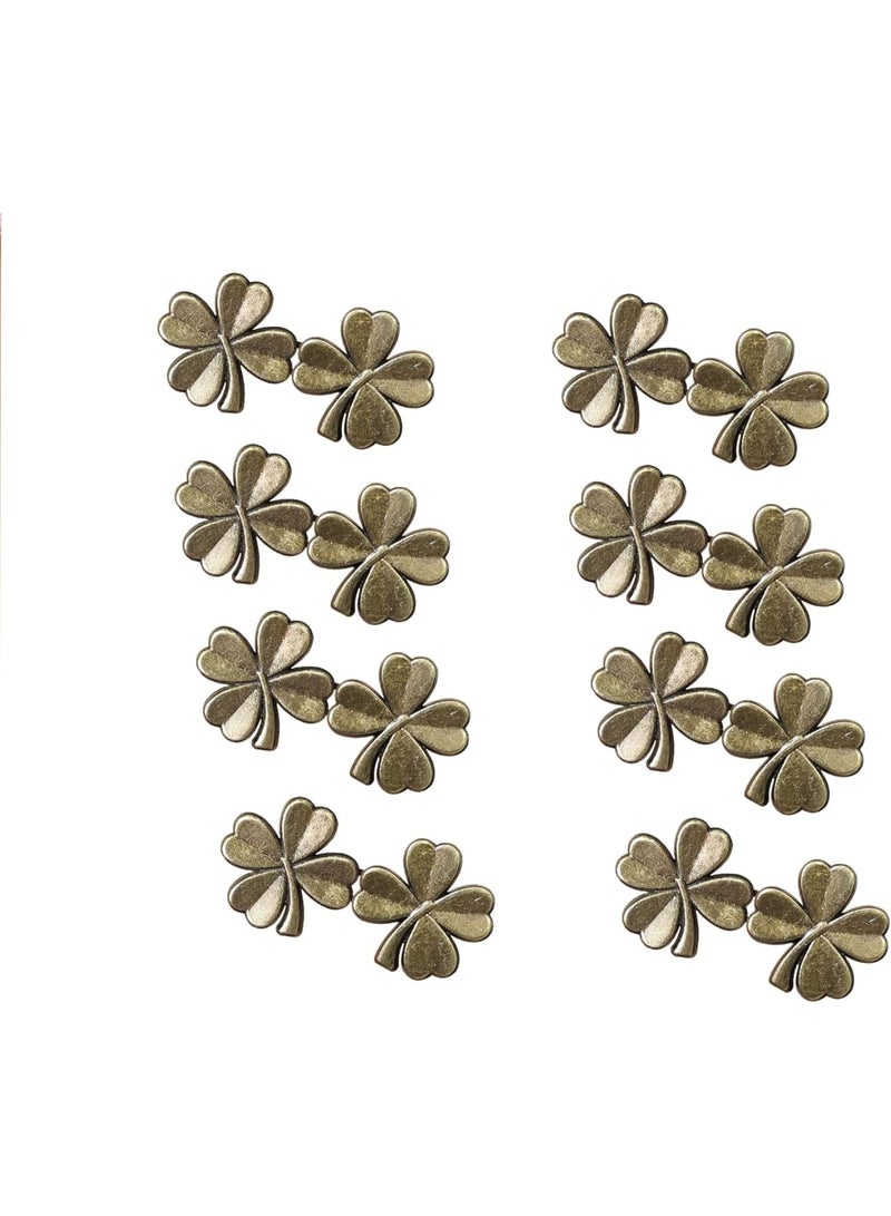 SOLARAE Pant Waist Tightener, 8 Pack Adjustable Copper Four-Leaf Clover Jeans Button for Waist Pants Clips, No Need to Sew Detachable Button Pins, Perfect Fit Detachable Instant Button - Image 1