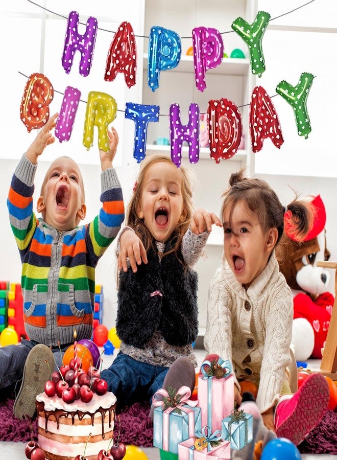 مجموعة بالونات فويل بأحرف "عيد ميلاد سعيد" من كيتر للتزيين | مجموعة بالونات ولافتة "عيد ميلاد سعيد" متعددة الألوان للأولاد والبنات والكبار | بالونات ولافتة فويل ملونة بأحرف "عيد ميلاد سعيد" - Image 5