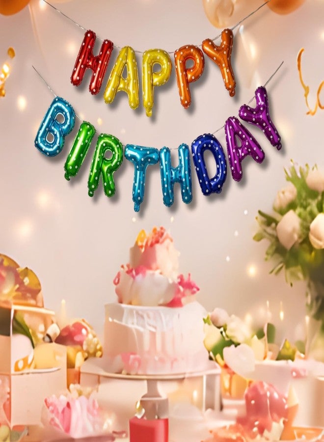 مجموعة بالونات فويل بأحرف "عيد ميلاد سعيد" من كيتر للتزيين | مجموعة بالونات ولافتة "عيد ميلاد سعيد" متعددة الألوان للأولاد والبنات والكبار | بالونات ولافتة فويل ملونة بأحرف "عيد ميلاد سعيد" - Image 1