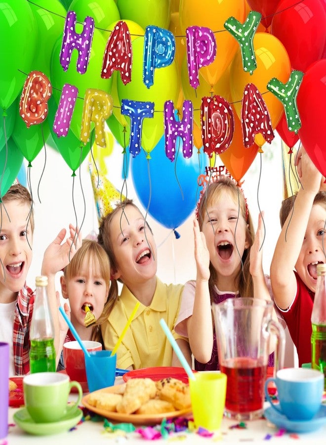 مجموعة بالونات فويل بأحرف "عيد ميلاد سعيد" من كيتر للتزيين | مجموعة بالونات ولافتة "عيد ميلاد سعيد" متعددة الألوان للأولاد والبنات والكبار | بالونات ولافتة فويل ملونة بأحرف "عيد ميلاد سعيد" - Image 2