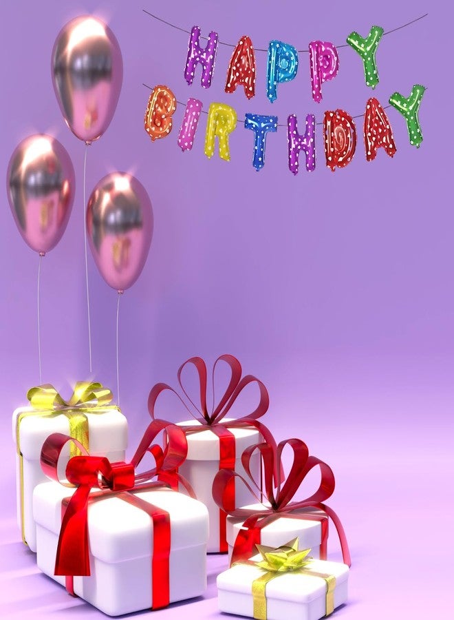 مجموعة بالونات فويل بأحرف "عيد ميلاد سعيد" من كيتر للتزيين | مجموعة بالونات ولافتة "عيد ميلاد سعيد" متعددة الألوان للأولاد والبنات والكبار | بالونات ولافتة فويل ملونة بأحرف "عيد ميلاد سعيد" - Image 3