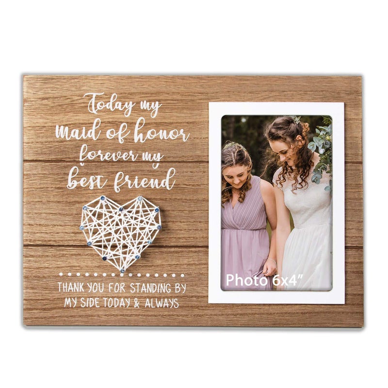 VILIGHT Bridesmaid Gifts  Maid of Honor Rustic Picture Frame  4x6 Inches Photo