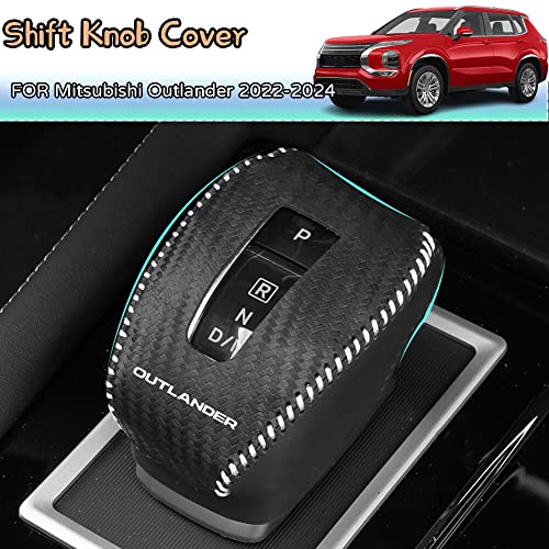Kakash Custom Interior Accessories for Mitsubishi Outlander 2022 2023 2024 Outlander PHEV 2023 2024 Leather Automatic Gear Shift Knob Cover,Transimission Boots Shift Lever Sheath(Beige + Black) - Image 2