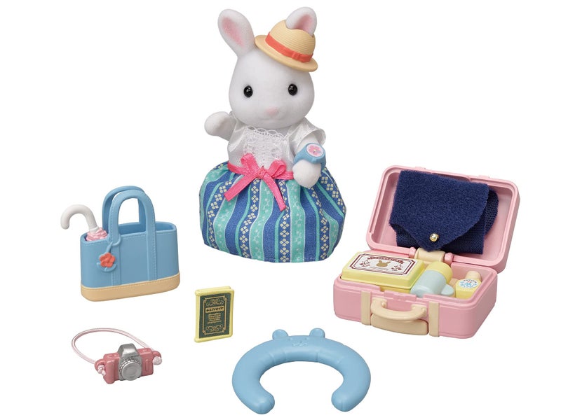 Calico Critters Snow Rabbit Mother's Weekend Travel Set, Dollhouse Playset with Figure and Accessories - Image 1
