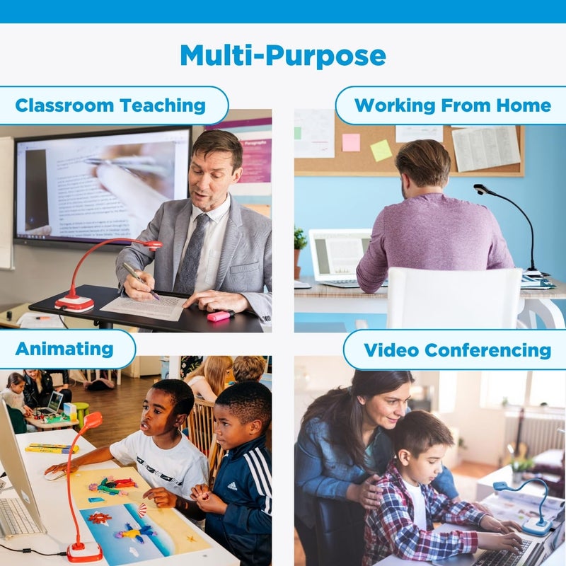 HUE HD Pro Flexible USB 11x17 Document Camera and Classroom Visualizer for Teachers: Built-in Microphone/Lights, Windows, macOS, Chromebook Compatibility (Black Camera) - Image 3