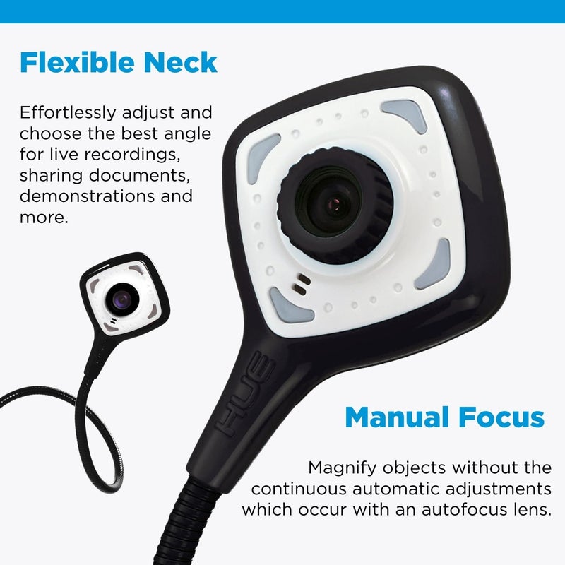 HUE HD Pro Flexible USB 11x17 Document Camera and Classroom Visualizer for Teachers: Built-in Microphone/Lights, Windows, macOS, Chromebook Compatibility (Black Camera) - Image 4