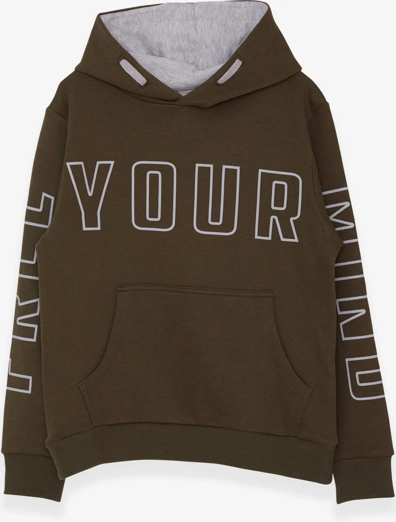بريز Breeze Boys Text Printed Sweatshirt Khaki Green (9-16 Years)