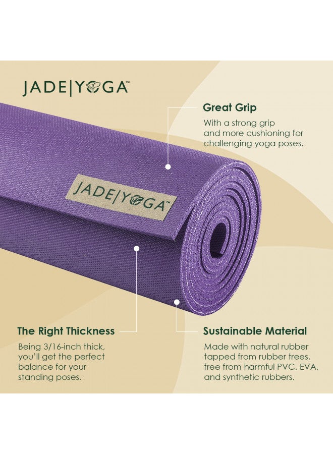 JadeYoga JadeYoga Harmony Yoga Mat - Durable & Thick Gym Fitness Mat, Non-Slip Natural Rubber Yoga Mat - Home Exercise & Stretching Mat, Workout Mat- Yoga, Pilates & Meditation for Women & Men (Purple, 74'')  - Image 3