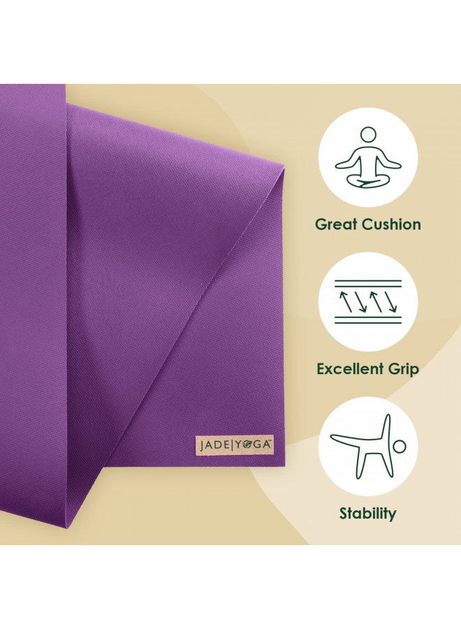 JadeYoga JadeYoga Harmony Yoga Mat - Durable & Thick Gym Fitness Mat, Non-Slip Natural Rubber Yoga Mat - Home Exercise & Stretching Mat, Workout Mat- Yoga, Pilates & Meditation for Women & Men (Purple, 74'')  - Image 2