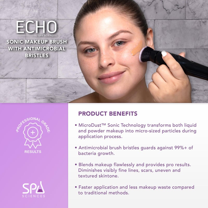 Spa Sciences ECHO - Makeup Brush for Flawless Blending, Contouring, Highlight & Airbrush Finish - 3 Speeds - Rechargeable - Image 3