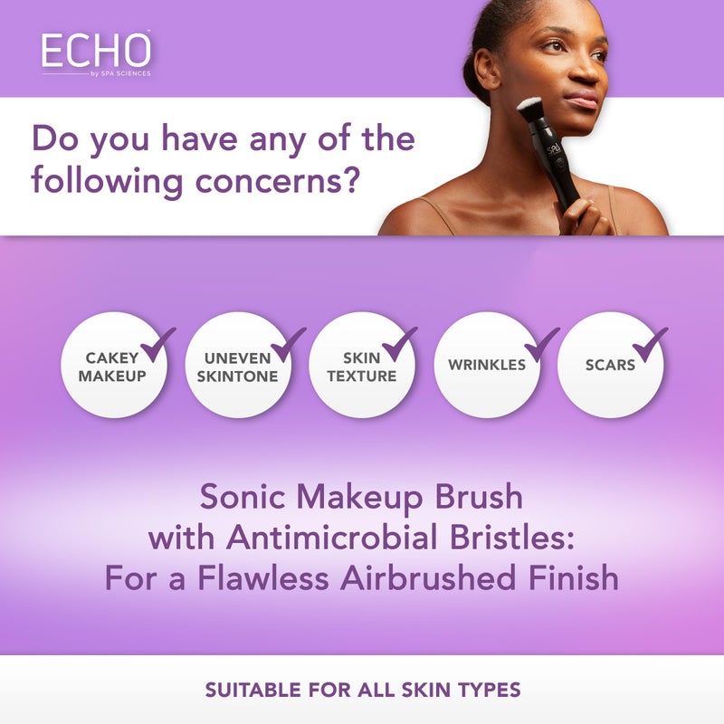 Spa Sciences ECHO - Makeup Brush for Flawless Blending, Contouring, Highlight & Airbrush Finish - 3 Speeds - Rechargeable - Image 2