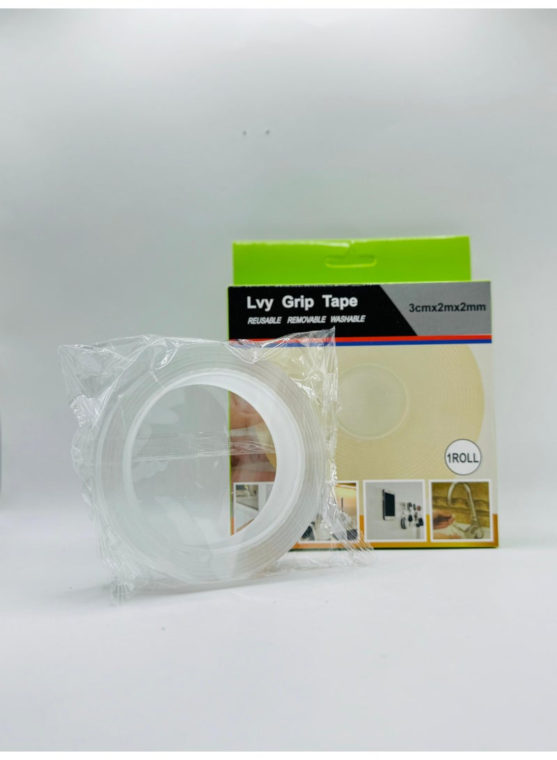 LVY Strong Adhesive Double-Sided Tape – Reusable, Washable, and Removable Nano Gel Grip Tape | 2 Meter Multipurpose Sticky Mounting Tape for Walls, Home, Office, Car & DIY Projects – Generic Brand  - Image 5