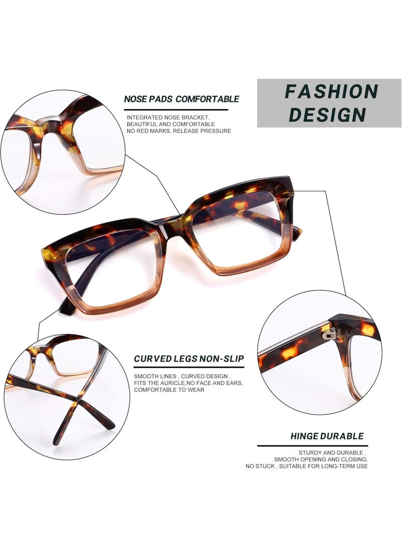 Zikra Classic Non-Prescription Clear Lens Eyeglasses for Women, 2Pcs Fashion Vintage Square Frame, Anti-Blue Full Retro Simple Glasses for Travel Holiday - Image 5