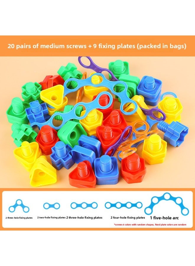 # Baby Twist Screw Toy Twist Nut Assembly Removable Children's Hands-on Ability 1 Year Old 2 Pin Yuan Na You-Color:20 Pairs + 9 Fixed Plates (packed In Bags)✦  - Image 1