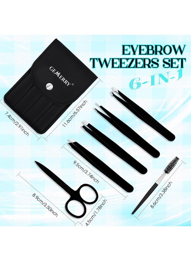 GEMERRY Eyebrow Tweezers Set, 6 Pcs Lash Tweezers Set For Women, Precision Tweezer For Eyebrows With Curved Scissors And Eyebrow Razor For Ingrown Hair High Precision Stainless Steel Eyelash Tweezers - Image 2
