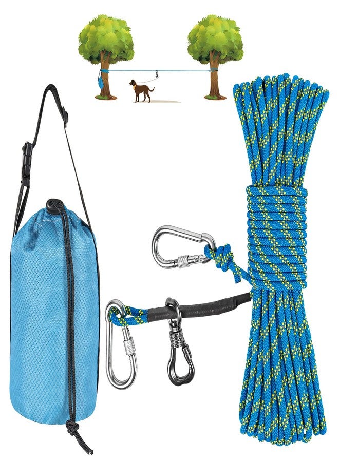 XiaZ Dog Tie Out Cable for Camping, 50ft Portable Overhead Trolley System for Dogs up to 200lbs，Dog Lead for Yard, Camping, Parks, Outdoor Events,5 min Set-up, Blue - Image 1