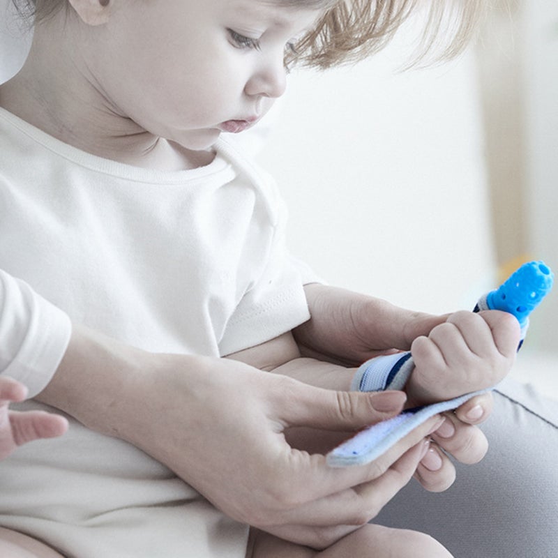 Teether Chewing Toys Silicone Teether Infant Safe Teething Thumb Sleeve Baby Soothing ToysBlue - Image 5