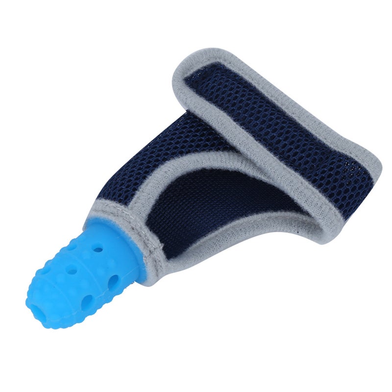 Teether Chewing Toys Silicone Teether Infant Safe Teething Thumb Sleeve Baby Soothing ToysBlue - Image 3