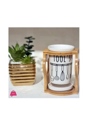 Decorative Kitchen Utensil Holder, Porcelain Container with Heart-Shaped Bamboo Stand (White Assorted Shape) - pzsku/Z7FA8F026FE357A56FD6BZ/45/_/1740071196/20a6258e-ba15-455e-8baa-6132d673c945