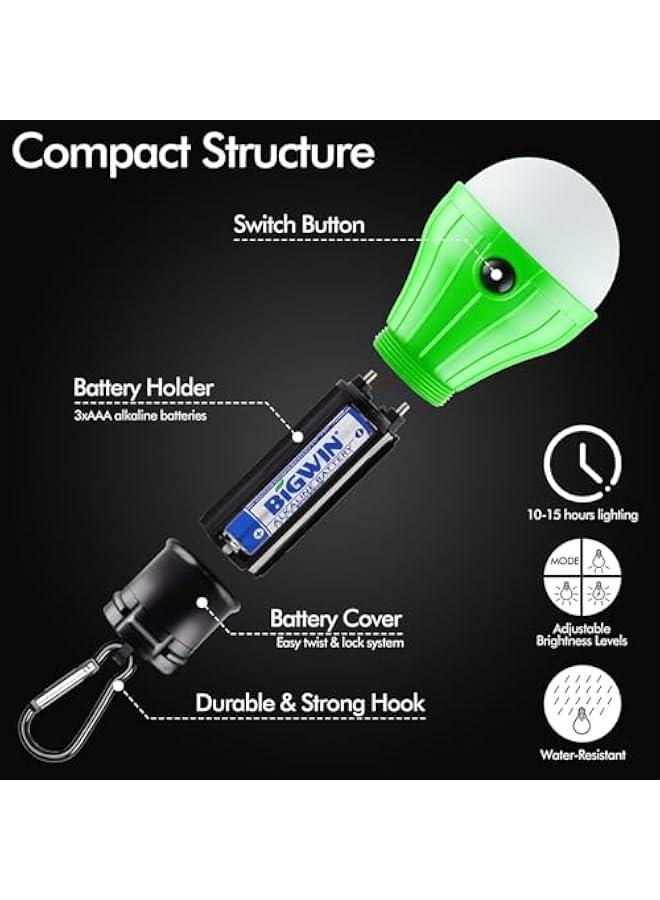 Portable LED Tent Lamp, Clip Hook Hurricane Emergency Light Bulb, Camping Equipment Lanterns for Hiking, Backpacking Outage, B-CLOSED-HOOK, 4 Packs - Image 4