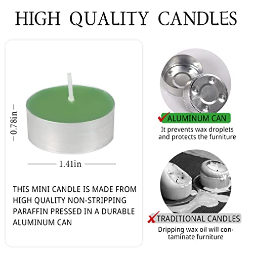 FUNHOKO Tea Lights Candles - 12 Pack Green Tealights Candle Scented Green Tea Small Candle for Home, Holiday, Wedding & Party,Dinner Table, Halloween Christmas and Holiday (Green Tea) - Image 2