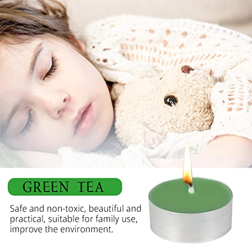 FUNHOKO Tea Lights Candles - 12 Pack Green Tealights Candle Scented Green Tea Small Candle for Home, Holiday, Wedding & Party,Dinner Table, Halloween Christmas and Holiday (Green Tea) - Image 3