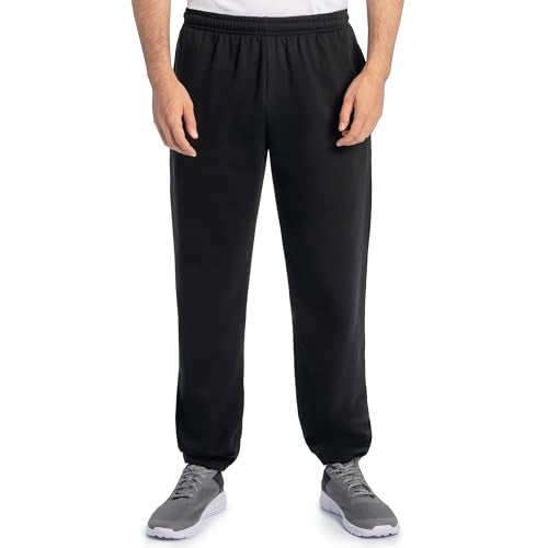 Fruit Of The Loom Mens Eversoft Fleece Elastic Bottom With Pockets, Relaxed Fit, Moisture Wicking, Breathable Sweatpants, Black, X-Large US - Image 1