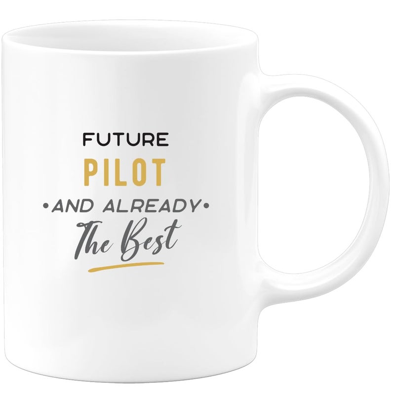 KALIDHAR Mug Future Pilot and Already The Best Fun Gift for Aspiring Aviators Birthdays Graduation Aviation Enthusiasts Retirement Celebrations - Image 1