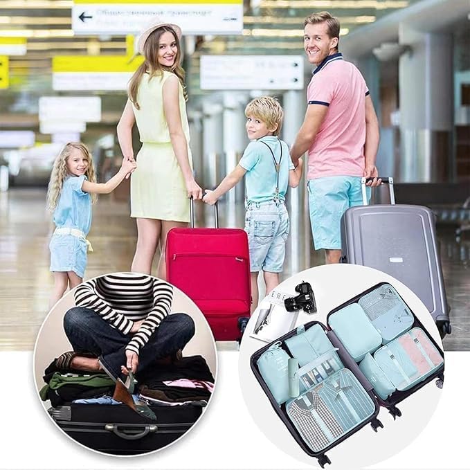 7 Seas 7Seas 7Pcs Travel Packing Cubes Set Lightweight Luggage Organizers with Laundry Toiletry Bag Waterproof SpaceSaving Suitcase Storage Bags for Clothes Accessories Polyester - Image 4