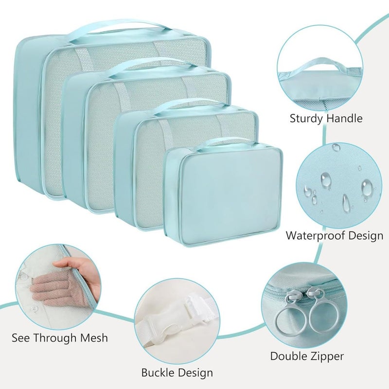7 Seas 7Seas 7Pcs Travel Packing Cubes Set Lightweight Luggage Organizers with Laundry Toiletry Bag Waterproof SpaceSaving Suitcase Storage Bags for Clothes Accessories Polyester - Image 3