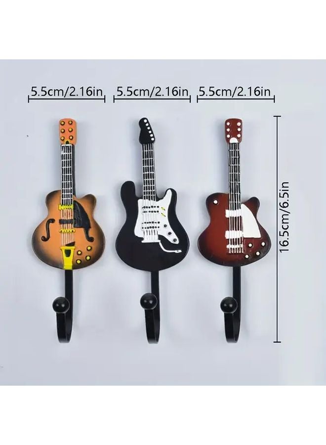 3pcs Vintage Guitar Wall Hooks Heavy Duty Metal Resin Hangers For Coats Towels Keys - Image 4