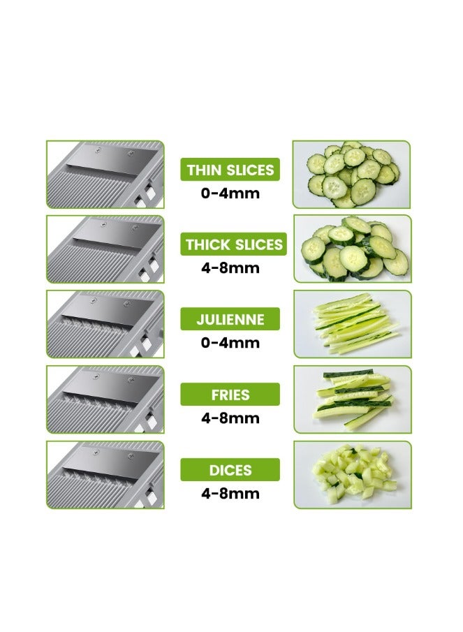 Macon Vegetable Chopper Safe Mandoline Slicer for Kitchen Manual Veggie Julienne Food Cutter for Potato Onion Garlic French Fry Meat with Container 3 Insertable Blades - Image 3