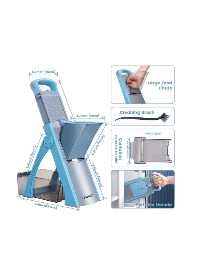 Macon Vegetable Chopper Safe Mandoline Slicer for Kitchen Manual Veggie Julienne Food Cutter for Potato Onion Garlic French Fry Meat with Container 3 Insertable Blades - Image 4