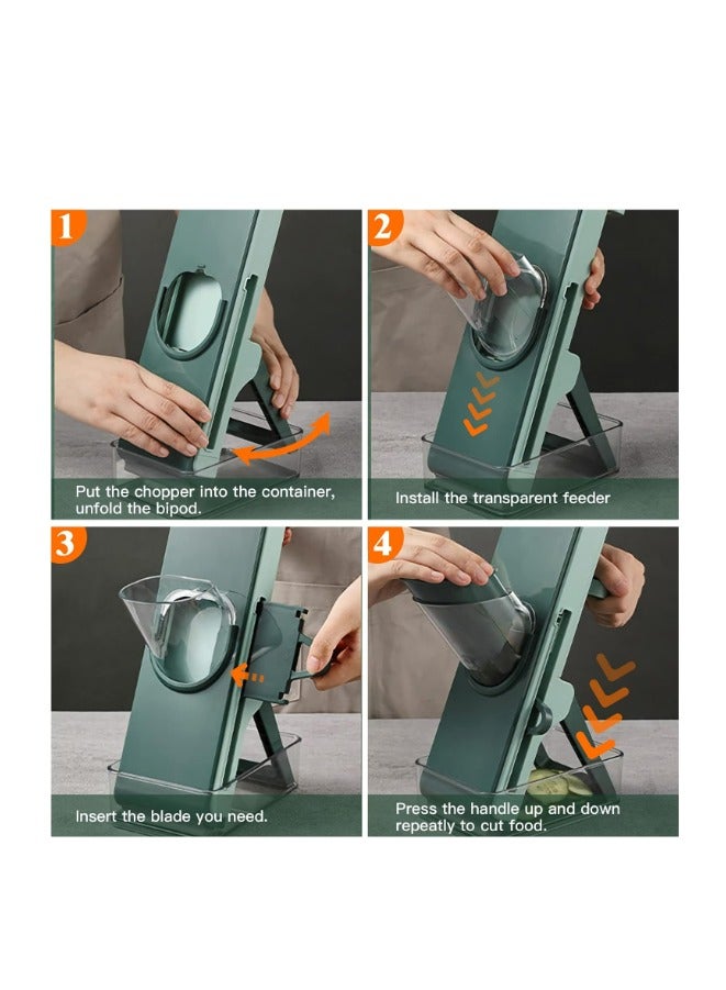 Macon Vegetable Chopper Safe Mandoline Slicer for Kitchen Manual Veggie Julienne Food Cutter for Potato Onion Garlic French Fry Meat with Container 3 Insertable Blades - Image 5