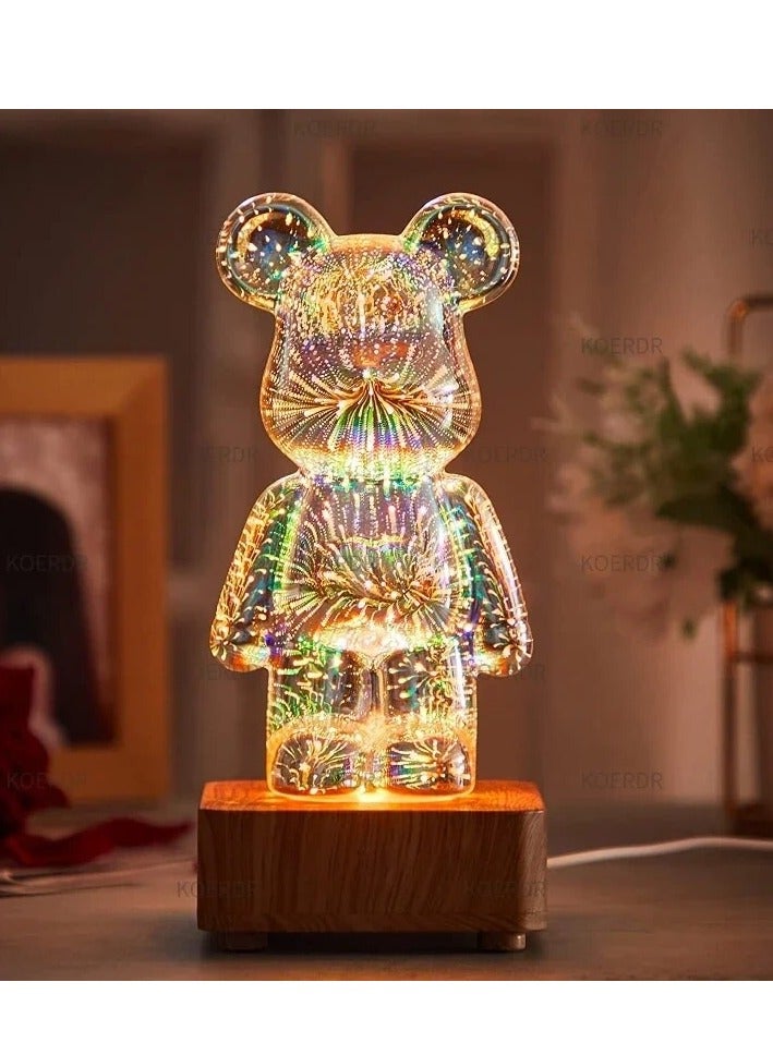 Bear Night Light - 3D LED Illusion Lamp, 7 Color Changing, Touch & Remote Control, USB Powered, Perfect for Children's Room Decor & Gifts - Image 2