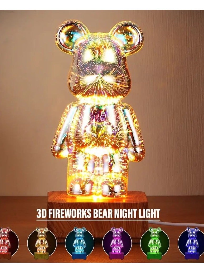 Bear Night Light - 3D LED Illusion Lamp, 7 Color Changing, Touch & Remote Control, USB Powered, Perfect for Children's Room Decor & Gifts - Image 4