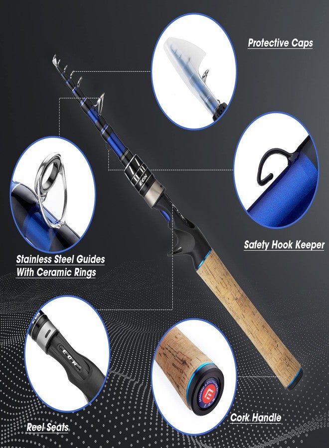 EOW XPEDITE PRO Portable Telescopic Casting and Spinning Fishing Rods, 24T Carbon Blanks & Solid Carbon Tip, Cork Handle, Travel Rod, Light Weight and Short Collapsible Rods - Image 2