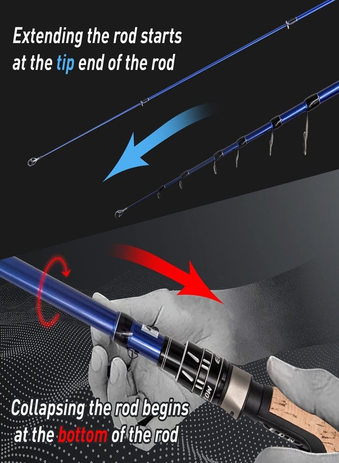 EOW XPEDITE PRO Portable Telescopic Casting and Spinning Fishing Rods, 24T Carbon Blanks & Solid Carbon Tip, Cork Handle, Travel Rod, Light Weight and Short Collapsible Rods - Image 5