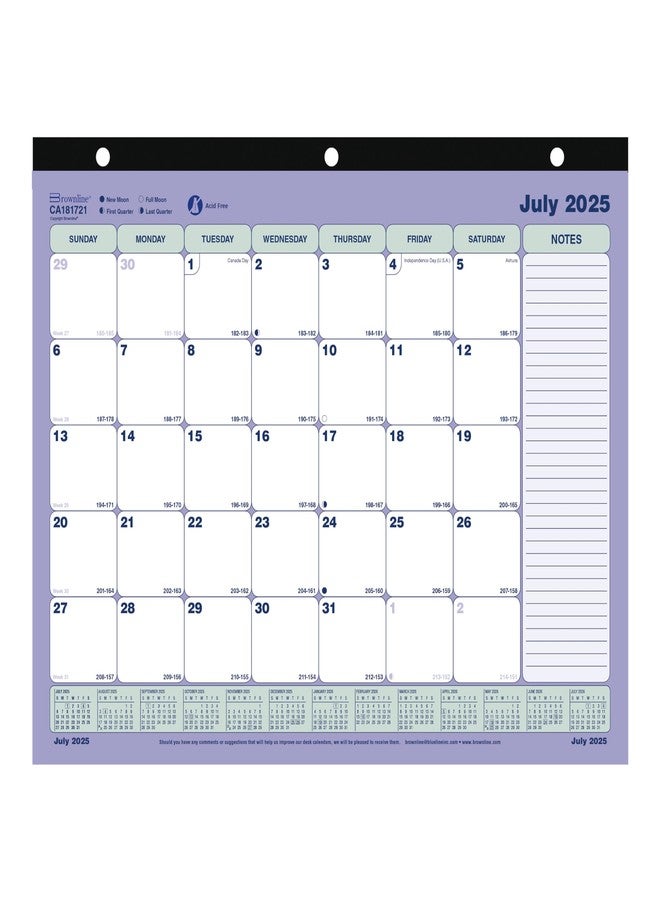 Brownline® Academic Monthly Desk Pad Calendar, 13 Months, July 2025 to July 2026, 11" x 8.5" (CA181721-26) - Image 1