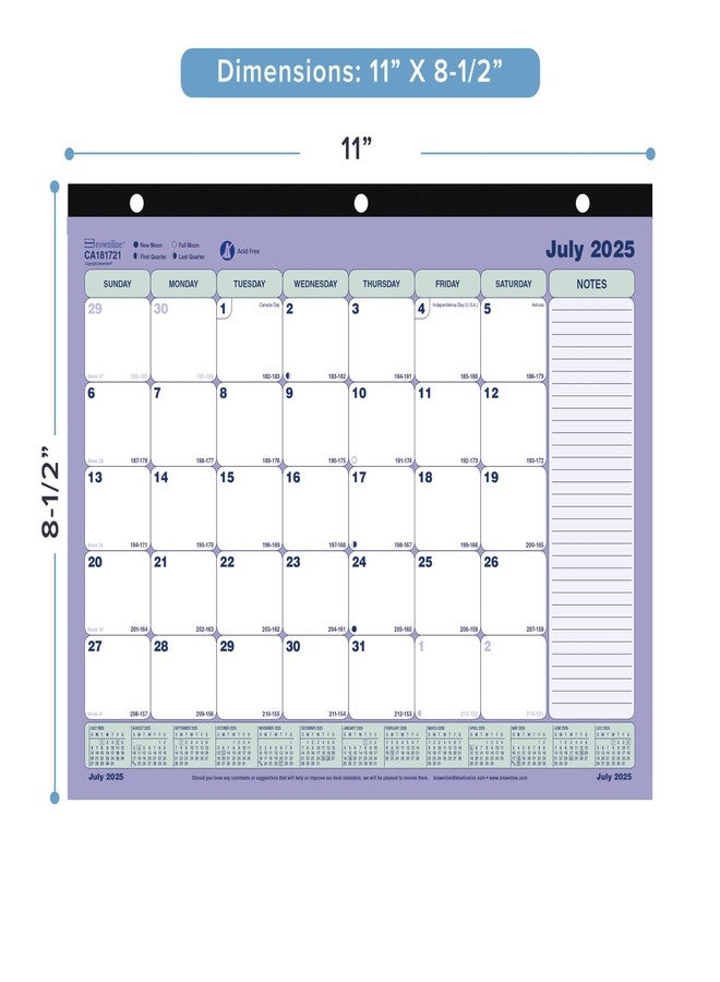 Brownline® Academic Monthly Desk Pad Calendar, 13 Months, July 2025 to July 2026, 11" x 8.5" (CA181721-26) - Image 2